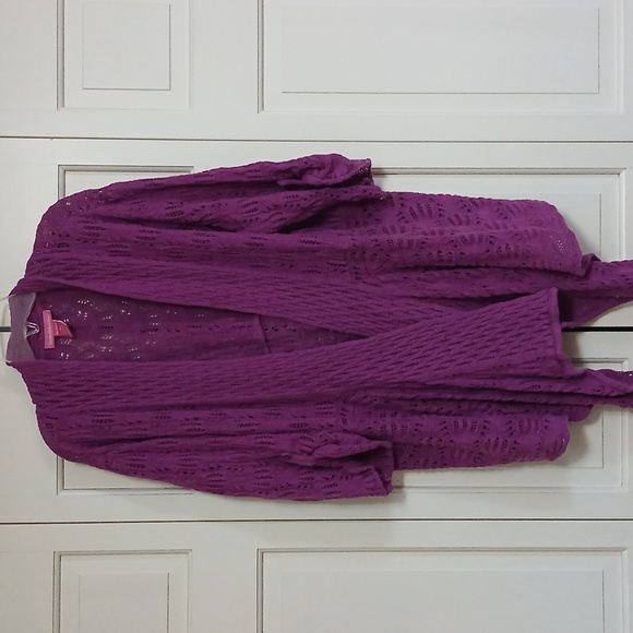 Woman Within Purple Open-Front Cardigan - Picture 1 of 5